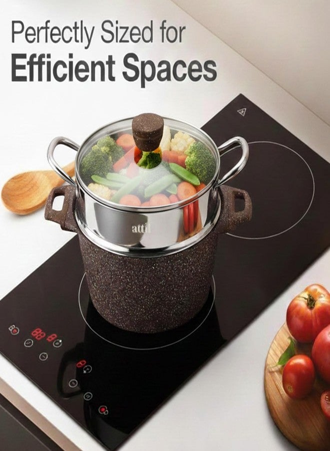 ATTIL - 24 cm - Non Stick Handi - Induction Base - Granite Biriyani Handi & Steamer with Lid - Granite Finish - Image 4